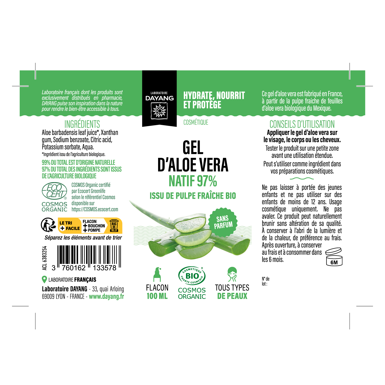 Gel d’aloe vera natif 97% - 100 ml