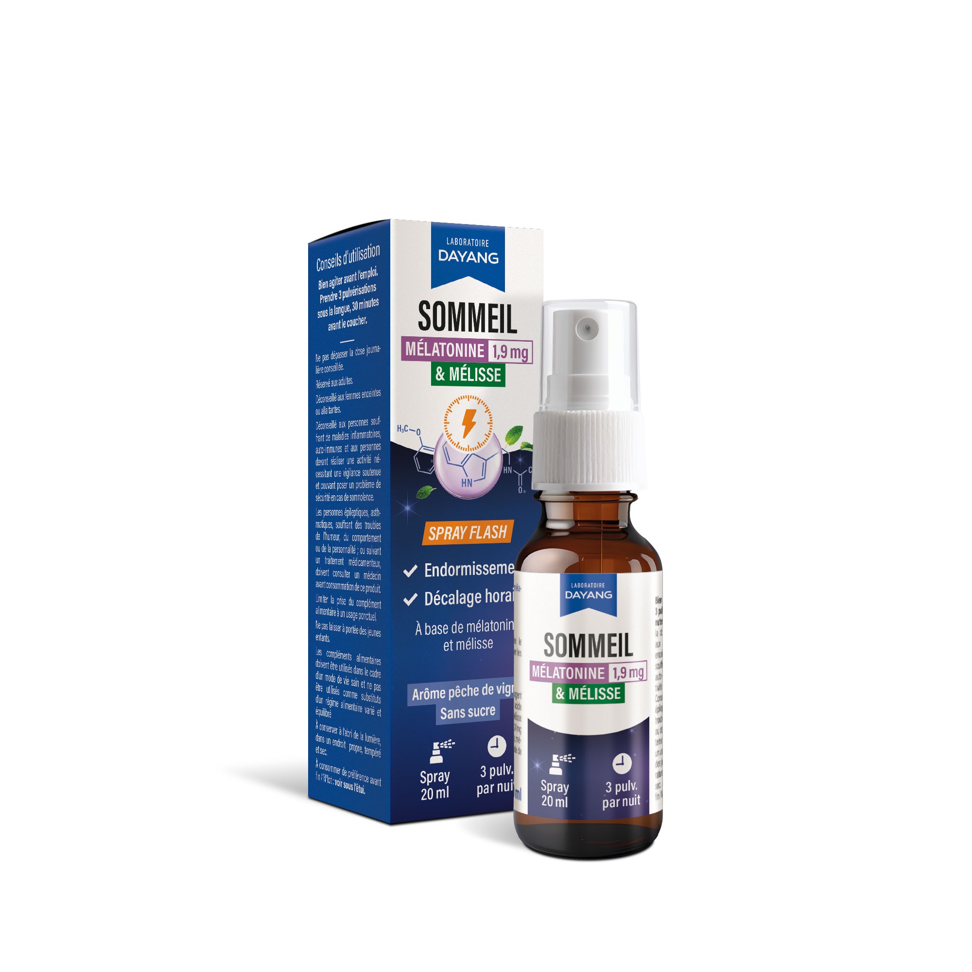 Spray Sommeil mélatonine 1,9mg & mélisse 1